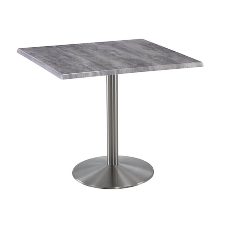 Holland Bar Stool Co 36" Tall OD214 Stainless Steel Table Base 22" Diameter 36"x36" Square Greystone Top OD214-2236SSOD36SQGryStn